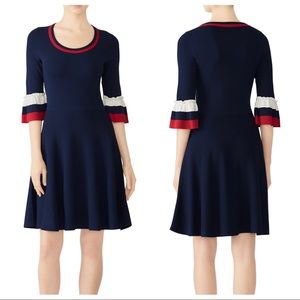 Draper James Viscose Bell Sleeve Navy Stripe Dress
